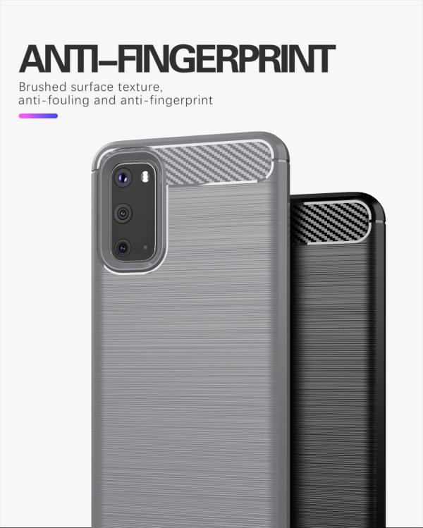 Samsung S20 - Carbon Fiber Shockproof TPU Back Cover Gray