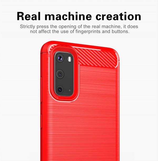Samsung S20 - Carbon Fiber Shockproof TPU Back Cover Red