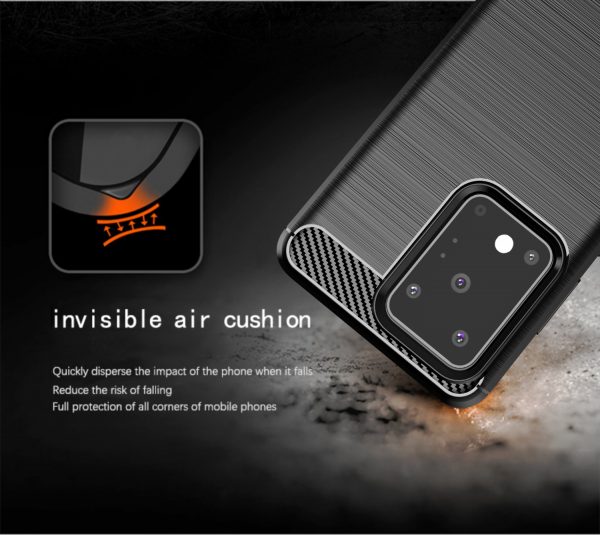 Samsung S20 Ultra - Carbon Fiber Shockproof TPU Back Cover Black