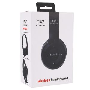 P47 Foldable Wireless Bluetooth Headphone with 3.5mm Audio Jack, Support MP3 / FM / Call(Black)