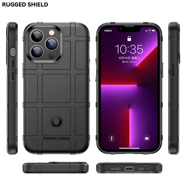 For iPhone 13 Series Rugged Shield Back Cover Black
